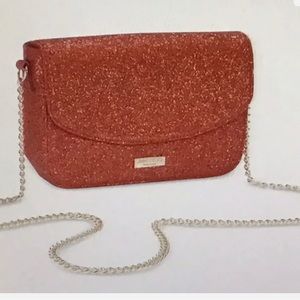 Jimmy Choo red shimmer glitter red clutch crossbody bag